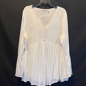 Soft Surroundings Light Cream Lace Women's Top